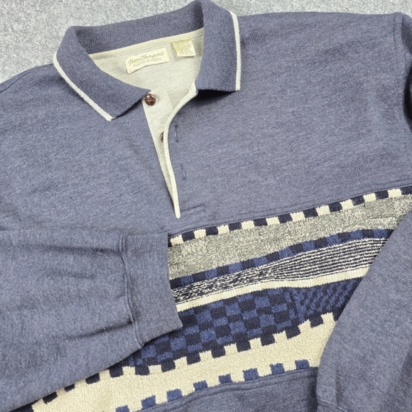 Vintage Norm Thompson Sweater Mens XXL Gray Polo Collar Pullover Classic Style - Picture 3 of 7